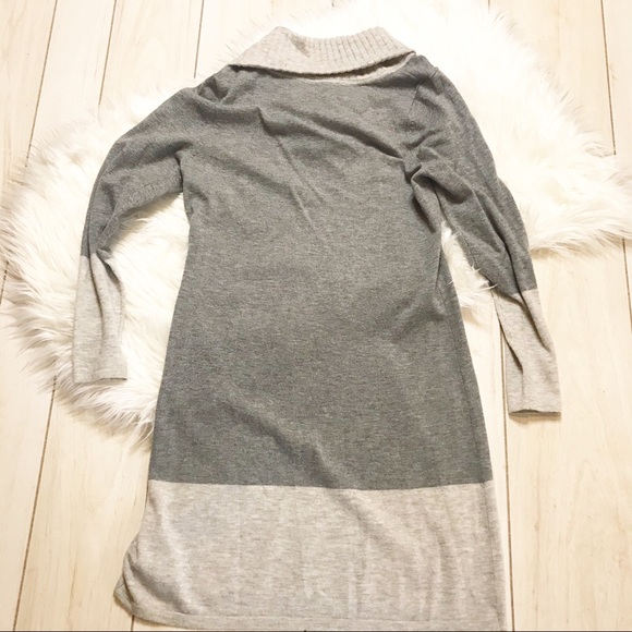 Athleta Cowl Neck Gray Color Block Sweater Dress - Picture 3 of 7